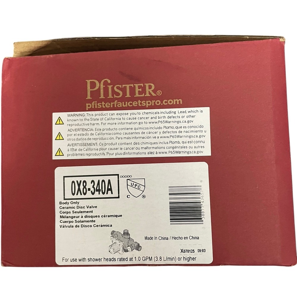 Pfister 0X8-340A 1/2" Mixing Rough In Valve with Service Stops
